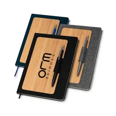 caderno capa de bambu