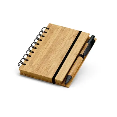 Caderno A6 espiral de capa dura em bambu