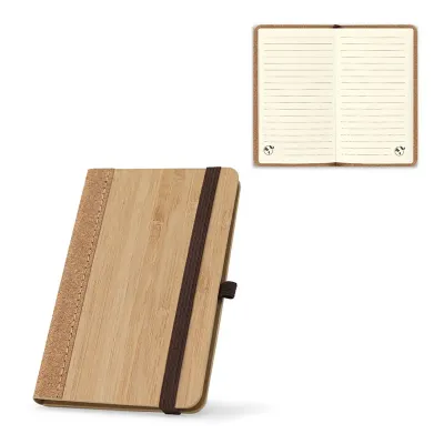 Caderno de bolso de bambu e cortiça