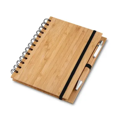 Caderno Capa em Bambu com Caneta
