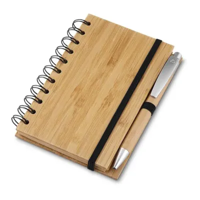 Caderno Capa em Bambu com Caneta