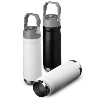Garrafa térmica em aço inox com parede dupla,