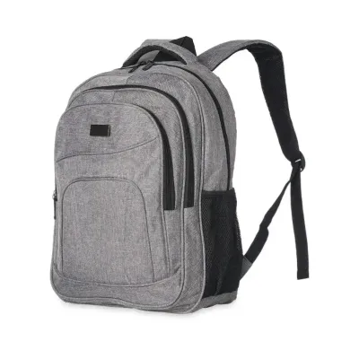 Mochila de nylon 30 litros com três compartimentos, sendo o principal com bolso para notebook 15,6