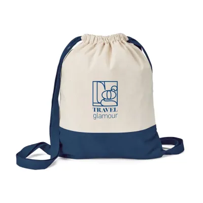 Sacola tipo mochila 100% algodão - Azul