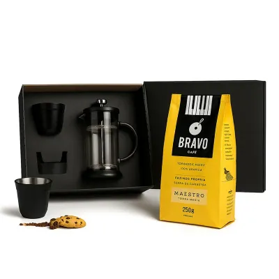 Kit Café Personalizado com cafeteira francesa