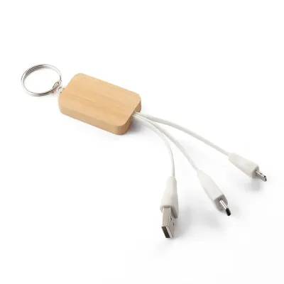 Chaveiro de bambu com cabo para carregamento - 1