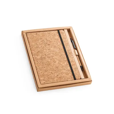 Conjunto de bloco de notas e caneta em cortiça - 1