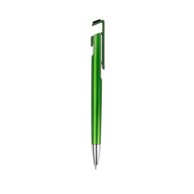 Caneta Plástica Verde com Suporte para Celular