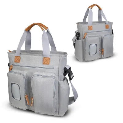 Bolsa multifuncional em poliéster 300D com detalhes em PU 