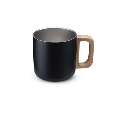 Caneca Térmica Inox com Alça de Madeira 400ml - 1