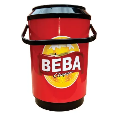 Capacidade para 08 latas de 350 ml. personalização adesivada 360º, sem limite de cores.