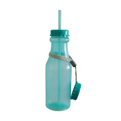 Garrafa retrô azul com canudo