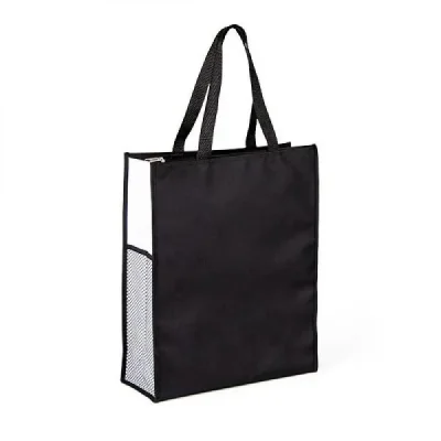 SACOLA DE MÃO EM NYLON 600 - PRETA/BRANCA principal