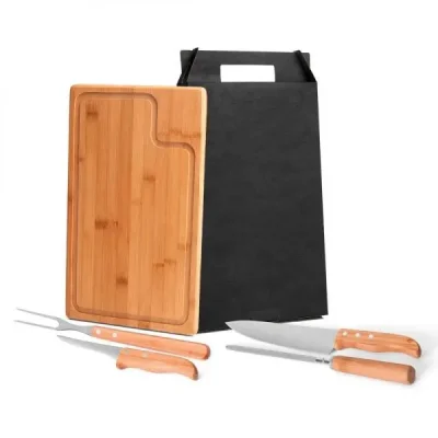 CONJ. PARA CHURRASCO EM BAMBU / MADEIRA / INOX TEXAS - 5 PÇS principal