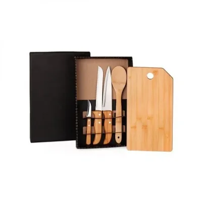 KIT PARA COZINHA/PÃO EM BAMBU/INOX- 5 PÇS principal
