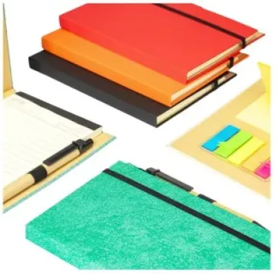 Bloco de Anotações com Caneta, Post-its e Marcadores de Página