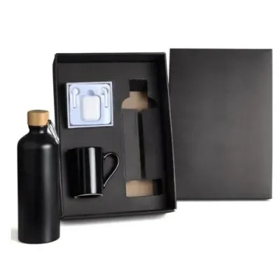 Kit com Garrafa, Caneca e Fone Bluetooth