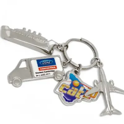 Chaveiro promocional em metal 3D