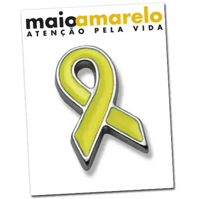 Pin laço maio amarelo.