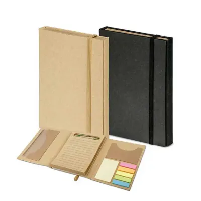 Kit para escritório. Cartão. Com caderno (80 folhas pautadas em papel reciclado), 6 blocos adesiv...