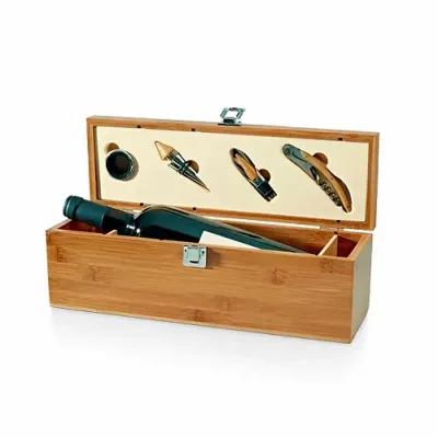 Conjunto para vinho de bambu e zinco personalizado