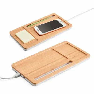 Organizador de secretária com Carregador wireless, hub USB e suporte para celular