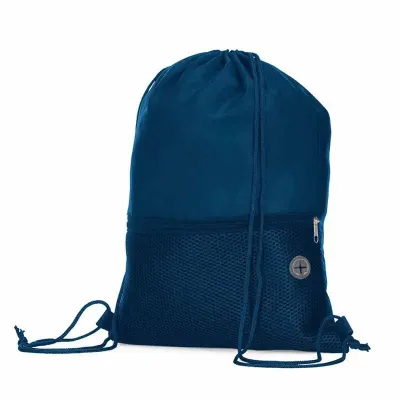 Sacola/Mochila em tecido poliéster. Bolso frontal.