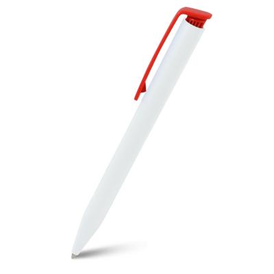 Caneta plástica branca com clipe vermelho - 1320424