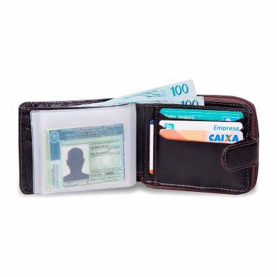 Carteira masculina com porta cheque