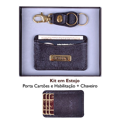 Kit - Porta cartão de couro 