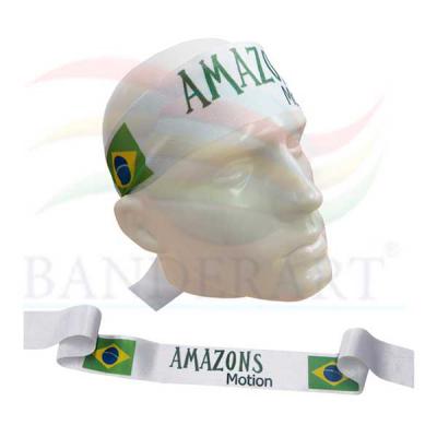 Fita para cabeça promocional confeccionada em tecido Duralon® 3x100cm Fabricado no Brasil. 