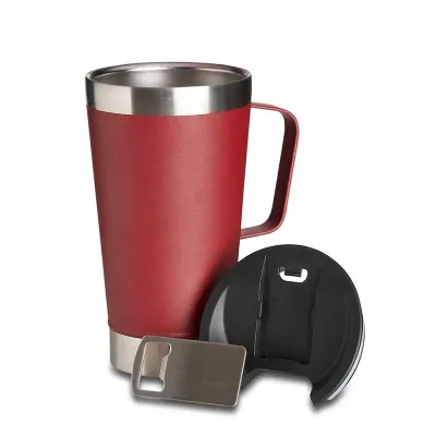 Caneca Térmica Inox com Abridor 500ml cor vermelha