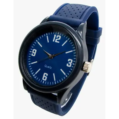 Relógio de pulso promocional LARC2313 pulseira azul emborrachada mostrador azul e branco