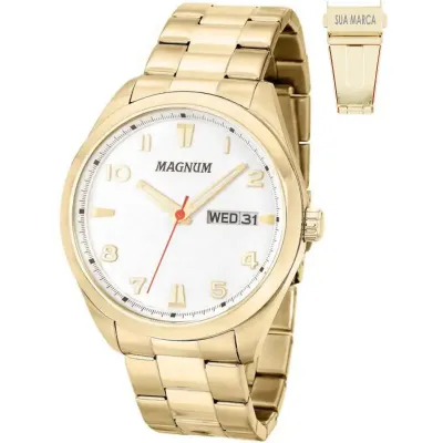 Relógio de pulso Magnum com caixa em aço dourado 