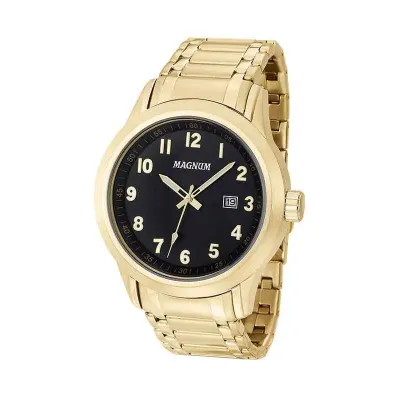 Relógio dourado Magnum com pulseira de aço
