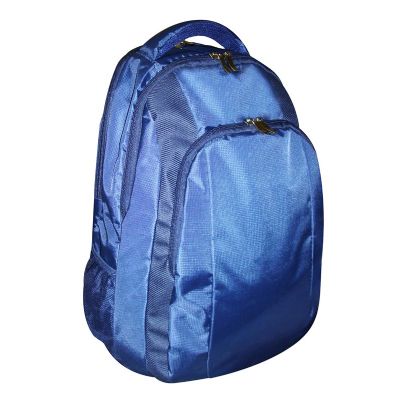 Mochila para notebook azul com bolso frontal e compartimento interno